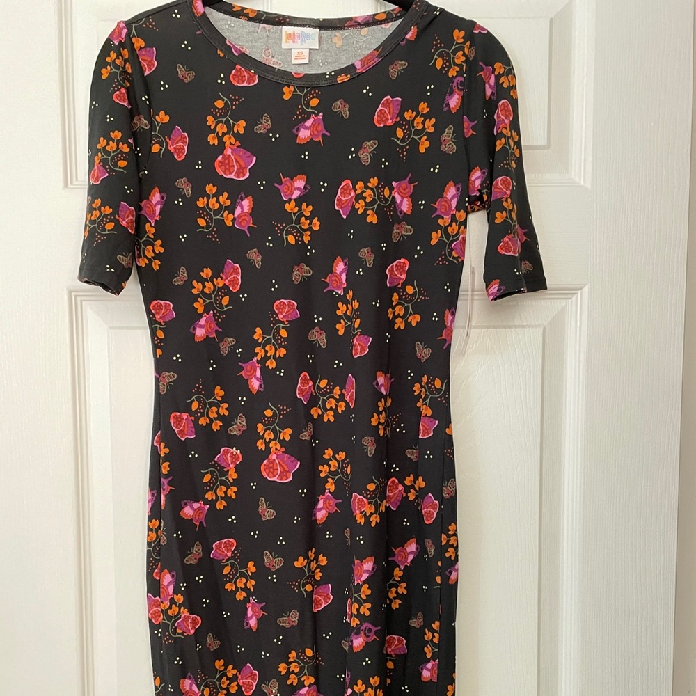Lularoe black floral Julia dress.
